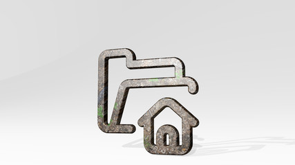 folder home 3D icon standing on the floor - 3D illustration for business and background