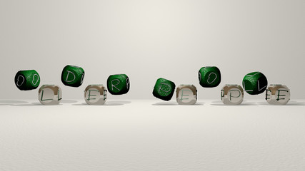 older people dancing cubic letters - 3D illustration for adult and woman