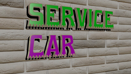 SERVICE CAR text on textured wall - 3D illustration for business and concept