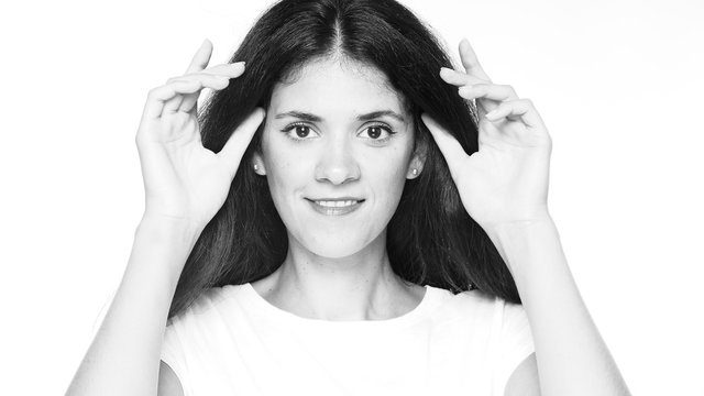 black and white portrait of a girl