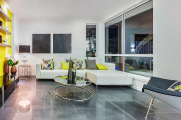 Interior view of a living room in new luxury home