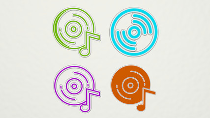 MUSIC DISC colorful set of icons - 3D illustration