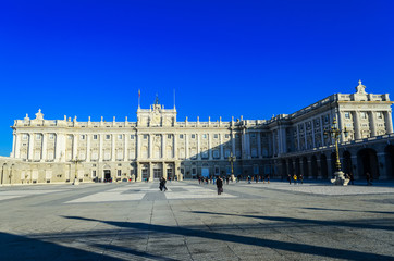 Fototapeta na wymiar Armory Square (Plaza de la armería) in front of the royal palace. Madrid, Spain