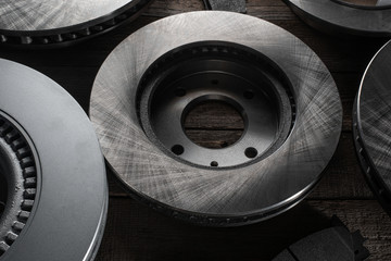 Top view on brake rotors of different size