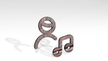 Obraz premium SINGLE MAN ACTIONS MUSIC 3D icon standing on the floor - 3D illustration for background and isolated
