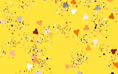 Light Red, Yellow vector backdrop with memphis shapes.