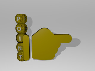 point 3D icon and dice letter text - 3D illustration for background and view