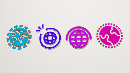 ozone layer 4 icons set - 3D illustration