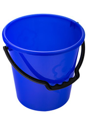 blue plastic bucket with handle and lid © Anatolii