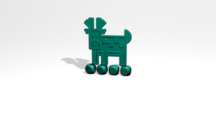 deer 3D icon over cubic letters - 3D illustration for animal and background