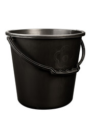 black plastic trash can with lid