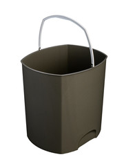 black plastic trash can with lid