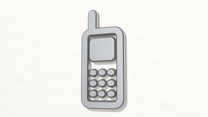 classic mobile phone 3D drawing icon - 3D illustration for background and design
