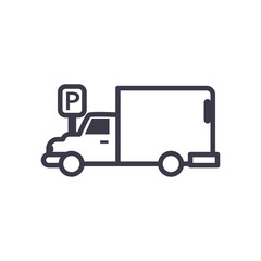 parking road sign and truck line style icon vector design