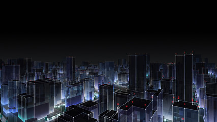 City night Building Simple Modern Skyscraper business 3D illustration background.