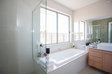 Fototapeta na wymiar A bathroom design in new luxury home