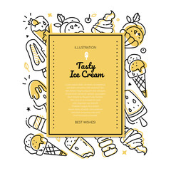 Tasty ice cream - line design style banner