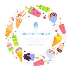 Tasty ice cream - vector flat design style banner