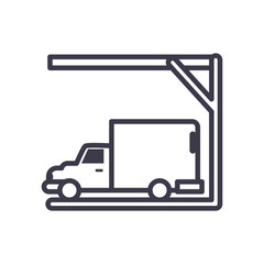 truck in parking garage line style icon vector design