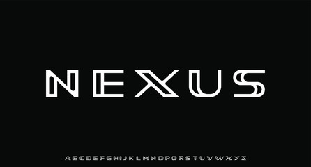 NEXUS, outlined futuristic minimal alphabet. display font vector typeset	