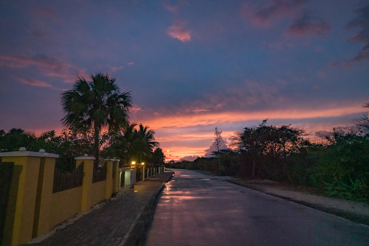 Sunset on the Caribbean isand of Curacao