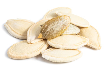 pumpkin seeds isolated on white background with clipping path