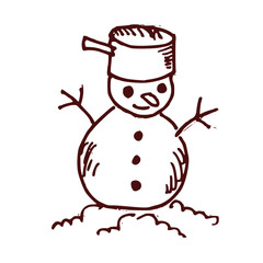 Snowman Doodle Hand Drawn Icon Vector