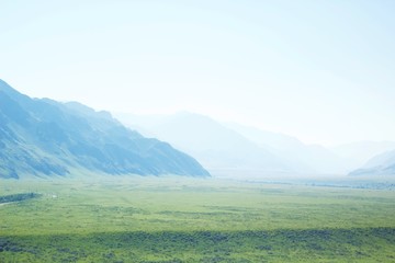 Fototapeta premium land and mountains in sky