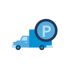 parking road sign button and truck flat style icon vector design