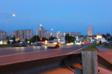 traffic in the city at night, Vilnius, Lithuania
