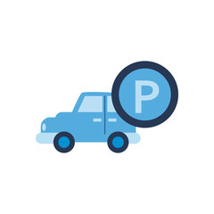 parking road sign button and car flat style icon vector design