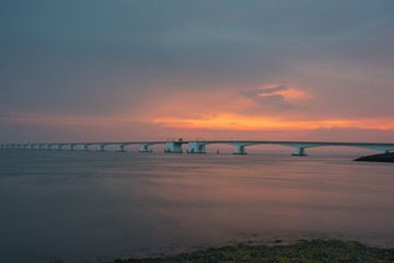 Zeeland Bridge on a cloudy summer evening