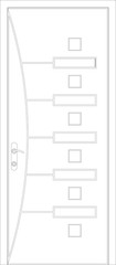 An Image of timber decorative door leaves in 2D Architectural CAD drawing. Comes with a variety of attractive designs. Comes with metal door frames and ironmongery. Drawing in black and white. 
