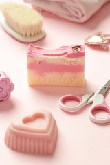 Handmade natural baby soap bars. Homemade toxic-free natural organic cosmetic.