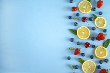 juicy ripe sweet sour bright summer fruits and berries
