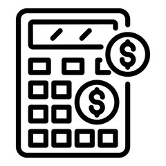 Allowance money calculator icon. Outline allowance money calculator vector icon for web design isolated on white background