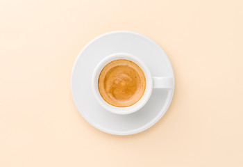 espresso coffee on beige background
