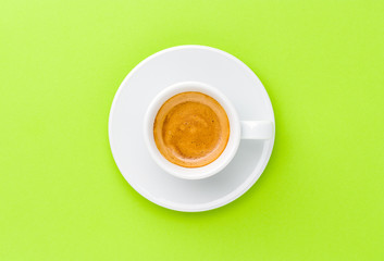 espresso coffee on yellow green background
