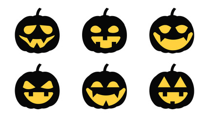 Pumpkins set pack, Halloween pumpkin collection, Vector 