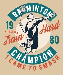 Fototapeta premium vintage retro poster for badminton