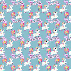Fototapeta na wymiar Watercolor seamless baby unicorns pattern