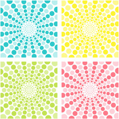 Set of vector, multicolored backgrounds made of round elements.