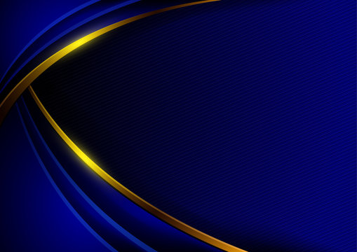Abstract background in dark blue tones arranged in layers with golden curves.