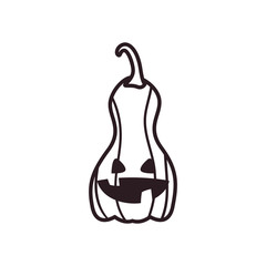 scary pumpkin cartoon free form line style icon vector design