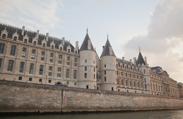 Fototapeta na wymiar Palais de Justice standing on the banks of river Seine on the Ile de la Cite, Paris - France.