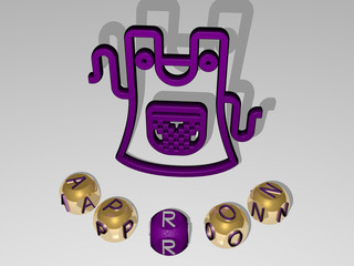 apron round text of cubic letters around 3D icon - 3D illustration for background and cooking