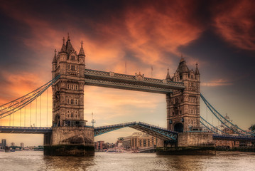 Naklejka premium Tower Bridge in London, United Kingdom. HDR, like painting.