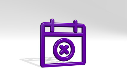 CALENDAR DISABLE 3D icon casting shadow - 3D illustration for background and design