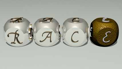 race text by cubic dice letters - 3D illustration for car and editorial