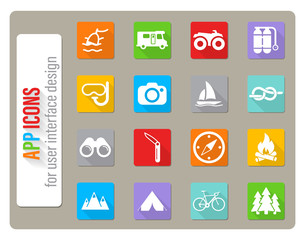 Active recreation icon set